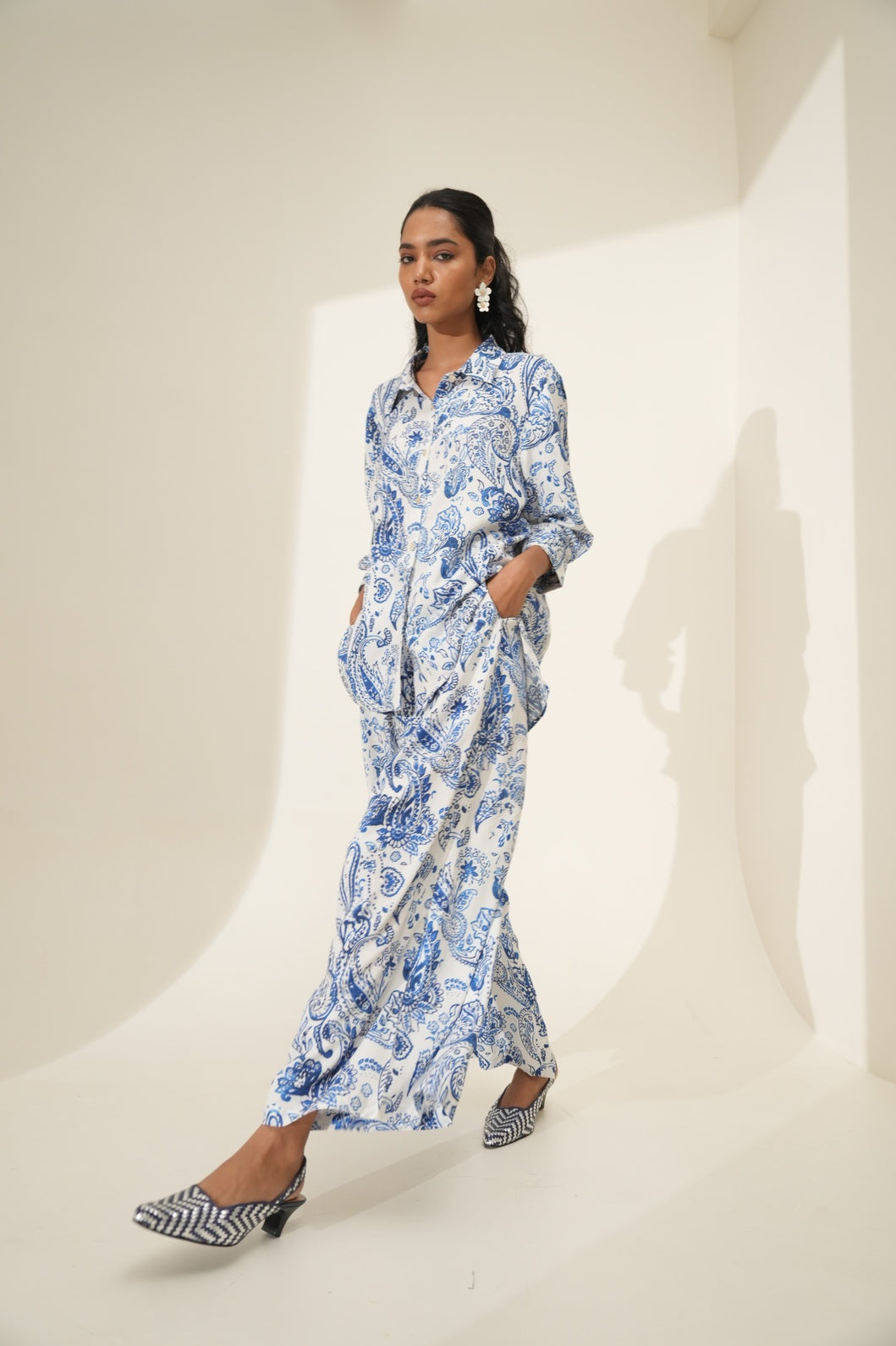 Paisley Printed White Co-ord Set