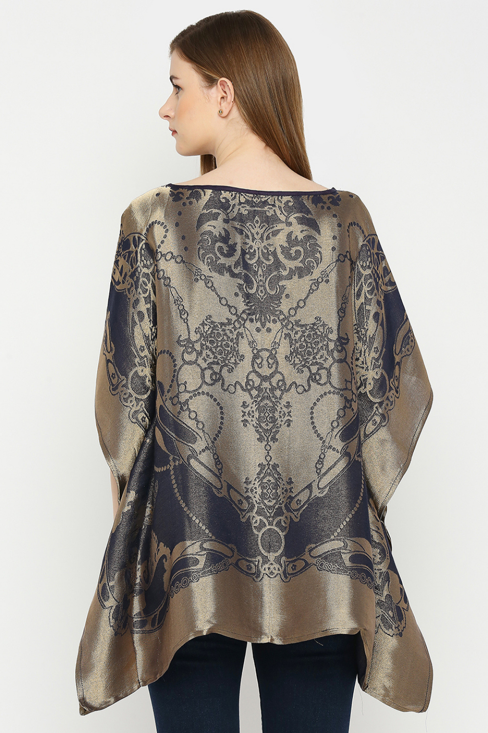 Brocade French Design Navy Short Kaftan