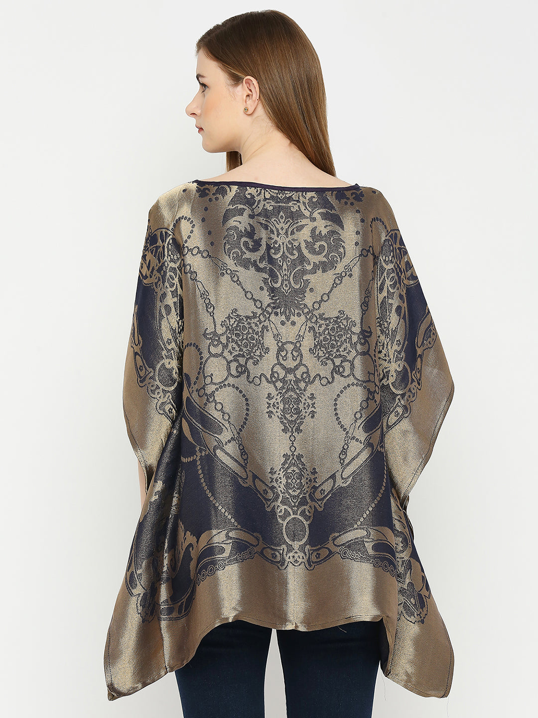 Brocade French Design Navy Short Kaftan