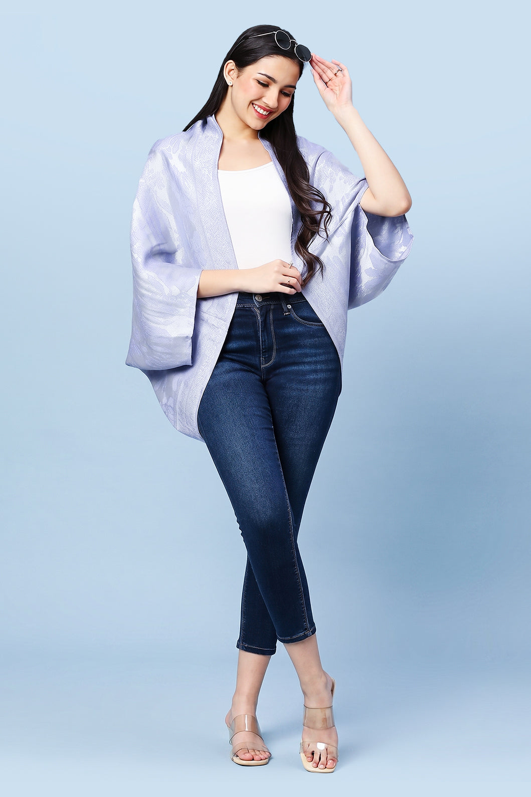 Brocade Floral Design Lavender Shrug