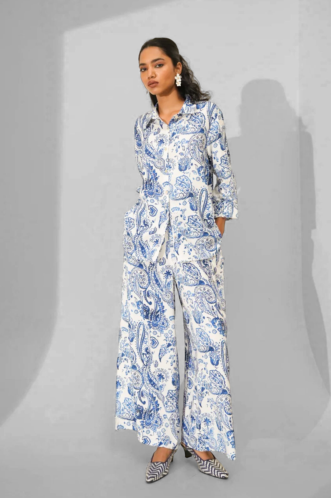 Paisley Printed White Co-ord Set
