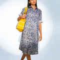 Ikat Printed Denim Blue Shirt Dress