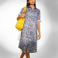 Ikat Printed Denim Blue Shirt Dress