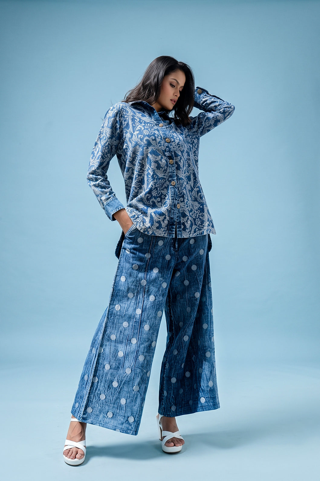 Denim Polka Dot Silver Jeans