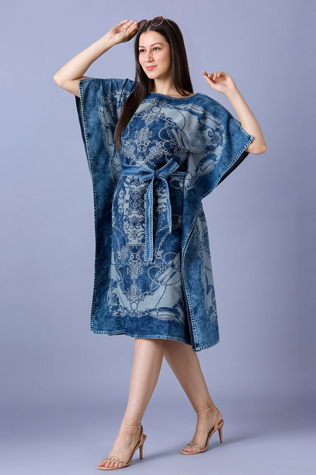 Brocade Ropes & Chains Design Denim Dress