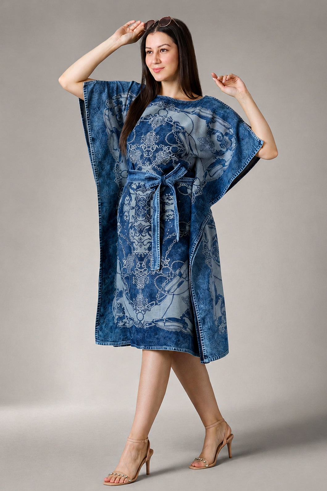 Brocade Ropes & Chains Design Denim Dress