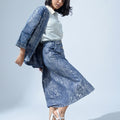 Denim Metallic Paisley Skirt