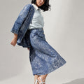 Denim Metallic Paisley Skirt