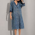 Denim Brocade Long Metallic Jacket