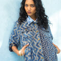 Brocade Denim Metallic Geometric Short Jacket