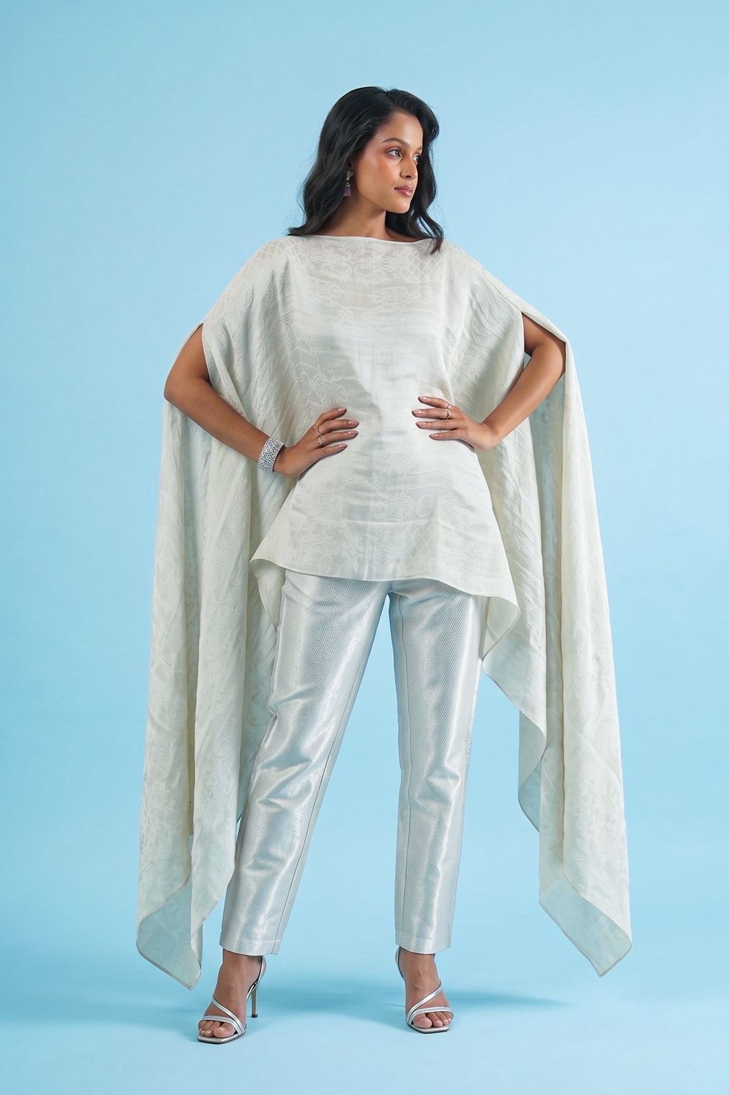 Navy Dobby Brocade Pant
