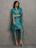 Teal Tapestry Design Brocade Kurta Set