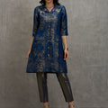 Brocade Placed Design Blue Tunic Kurta