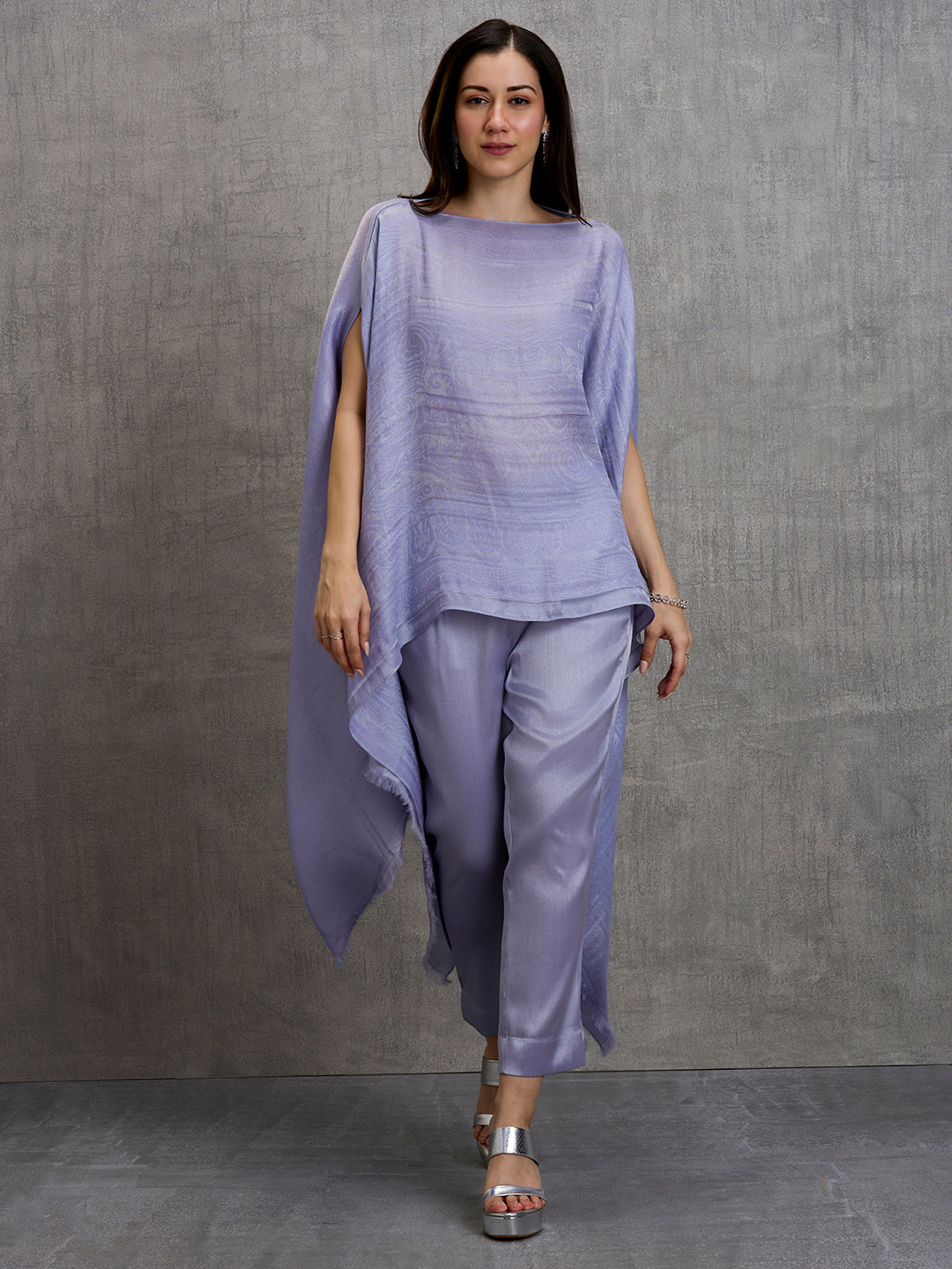 Brocade Lavender Off Shoulder Poncho