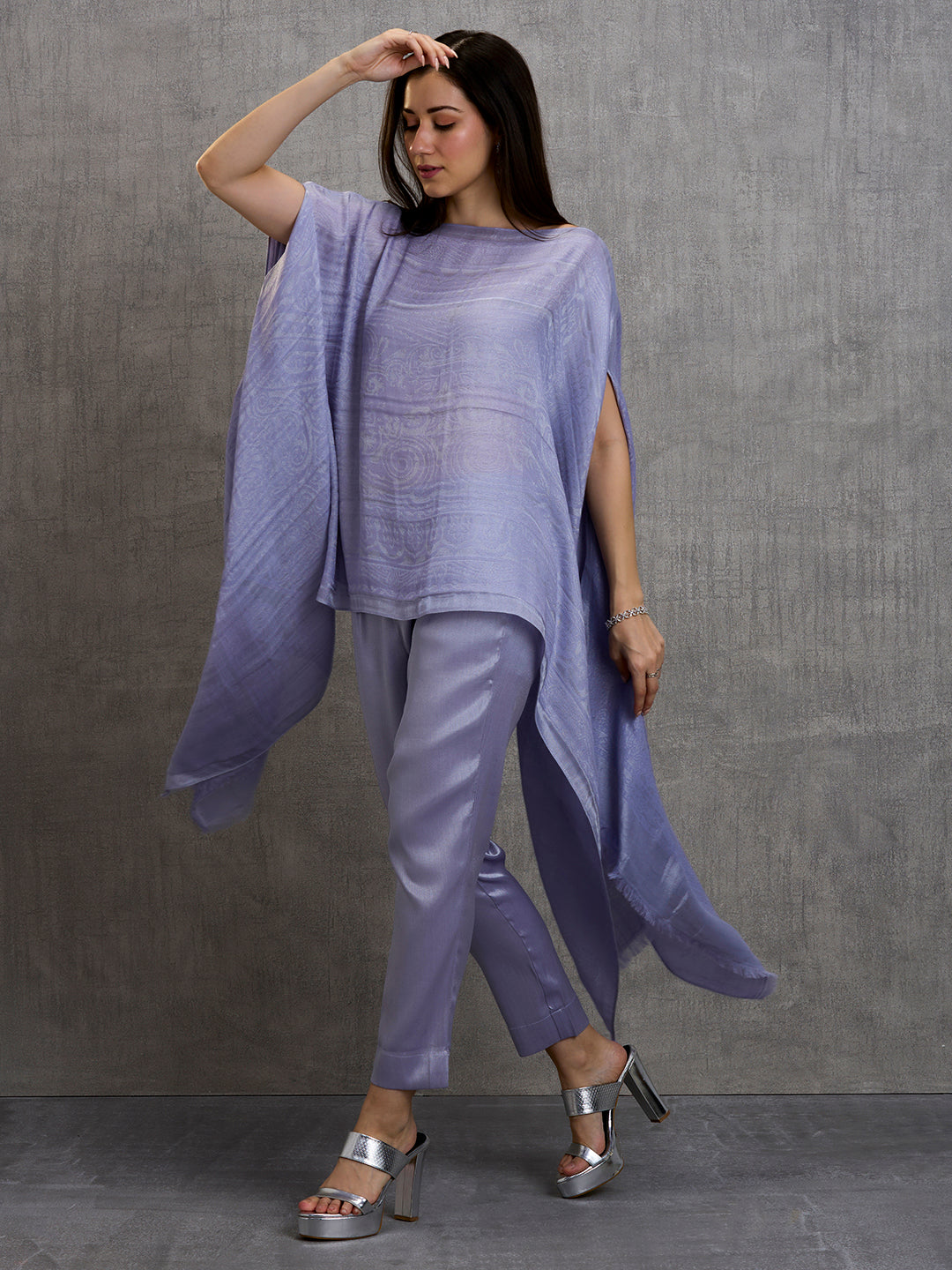 Brocade Lavender Off Shoulder Poncho