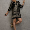 Brocade Self Design Black Shirt Dress