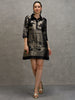 Brown Self Design Brocade Shirt Dress