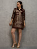 Black Self Design Brocade Shirt Dress
