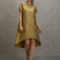 Brocade Ornamental Design Beige Dress