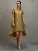 Beige Ornamental Design Brocade Dress