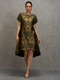 Black Ornamental Design Brocade Dress