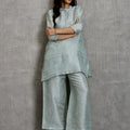 Brocade Paisley Mint Silver Co-Ord Set