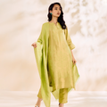 Brocade Lime Gold Italian Ornament Design Kurta Set