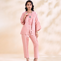 Brocade Peach French Patterned Silver Co-ord Set