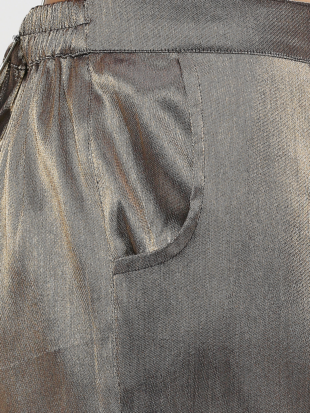 Navy Gold Plain Weave Brocade Pant