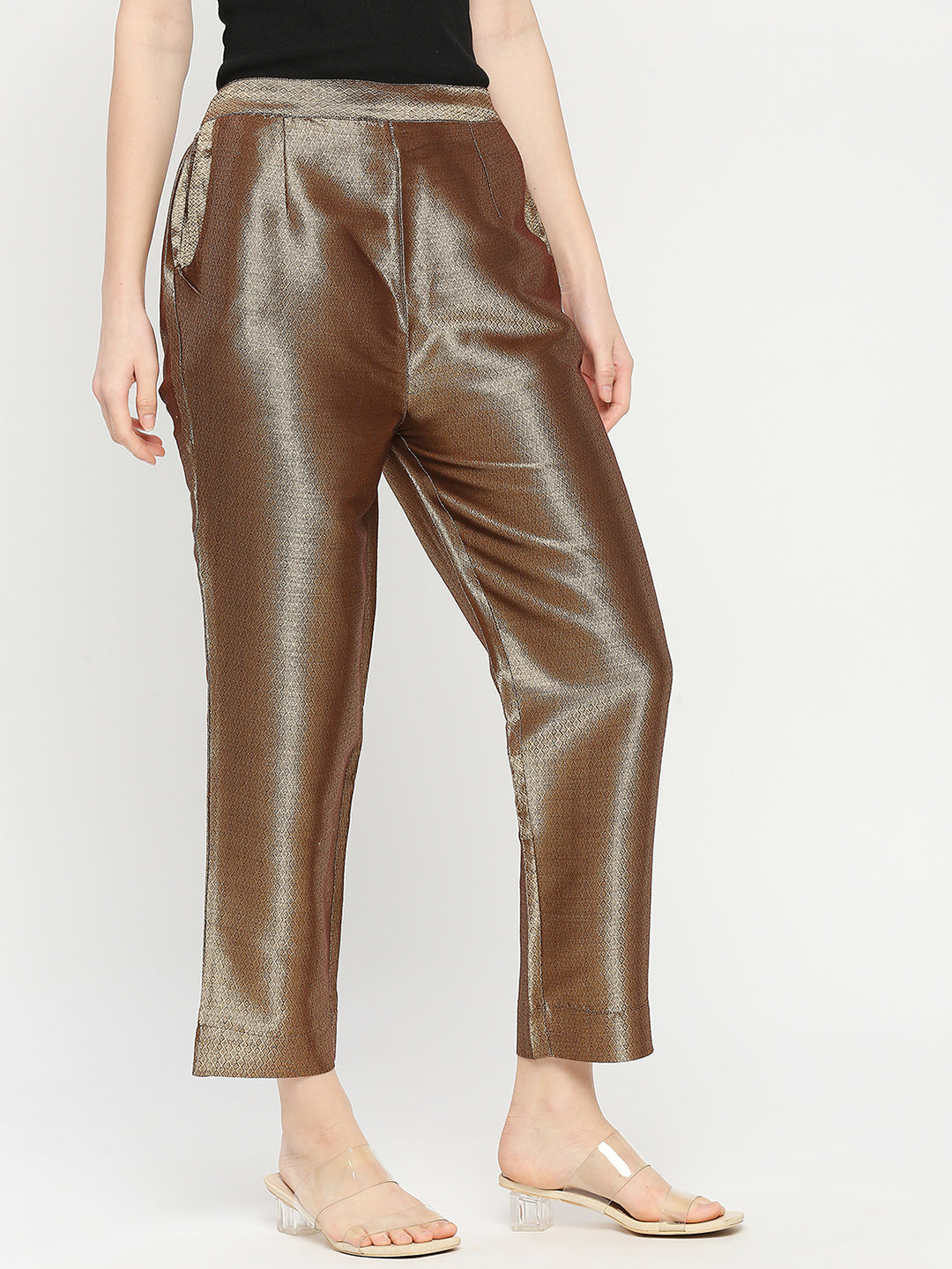 Brown Diamond Dobby Gold Design Brocade Pant