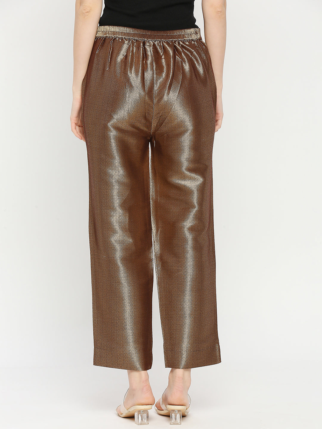 Brown Diamond Dobby Gold Design Brocade Pant