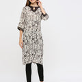 Swirl Printed Off-White Metallic Kurta