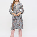 Floral Design Printed Metallic Kurta