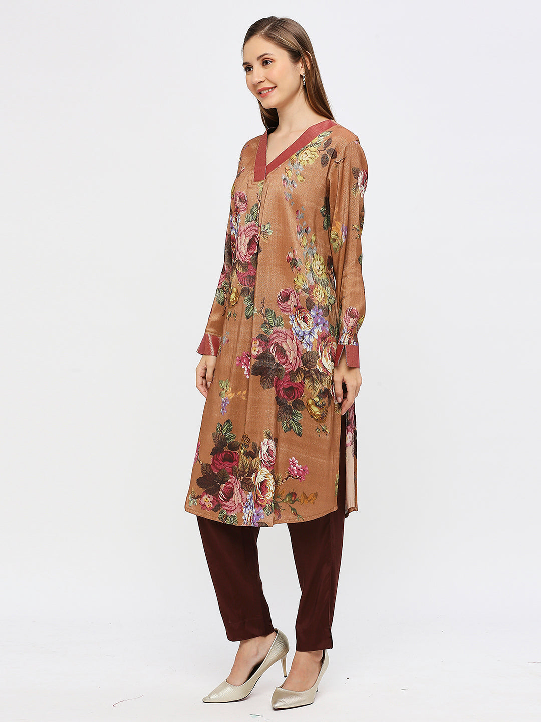 Mustard Floral Printed Kurta