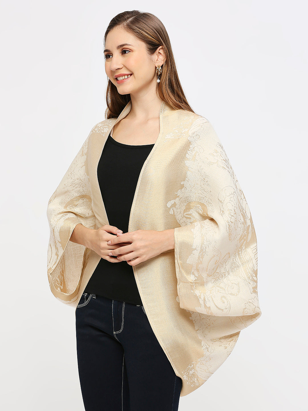 Brocade French Pattern Off-White Shrug