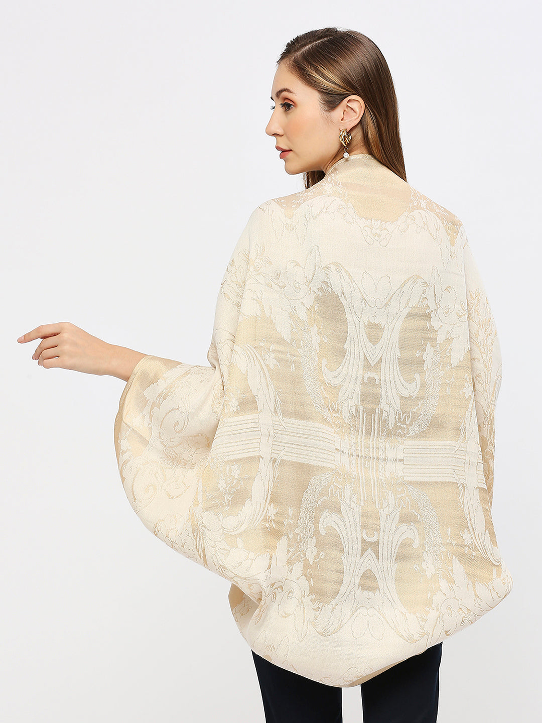Brocade French Pattern Off-White Shrug