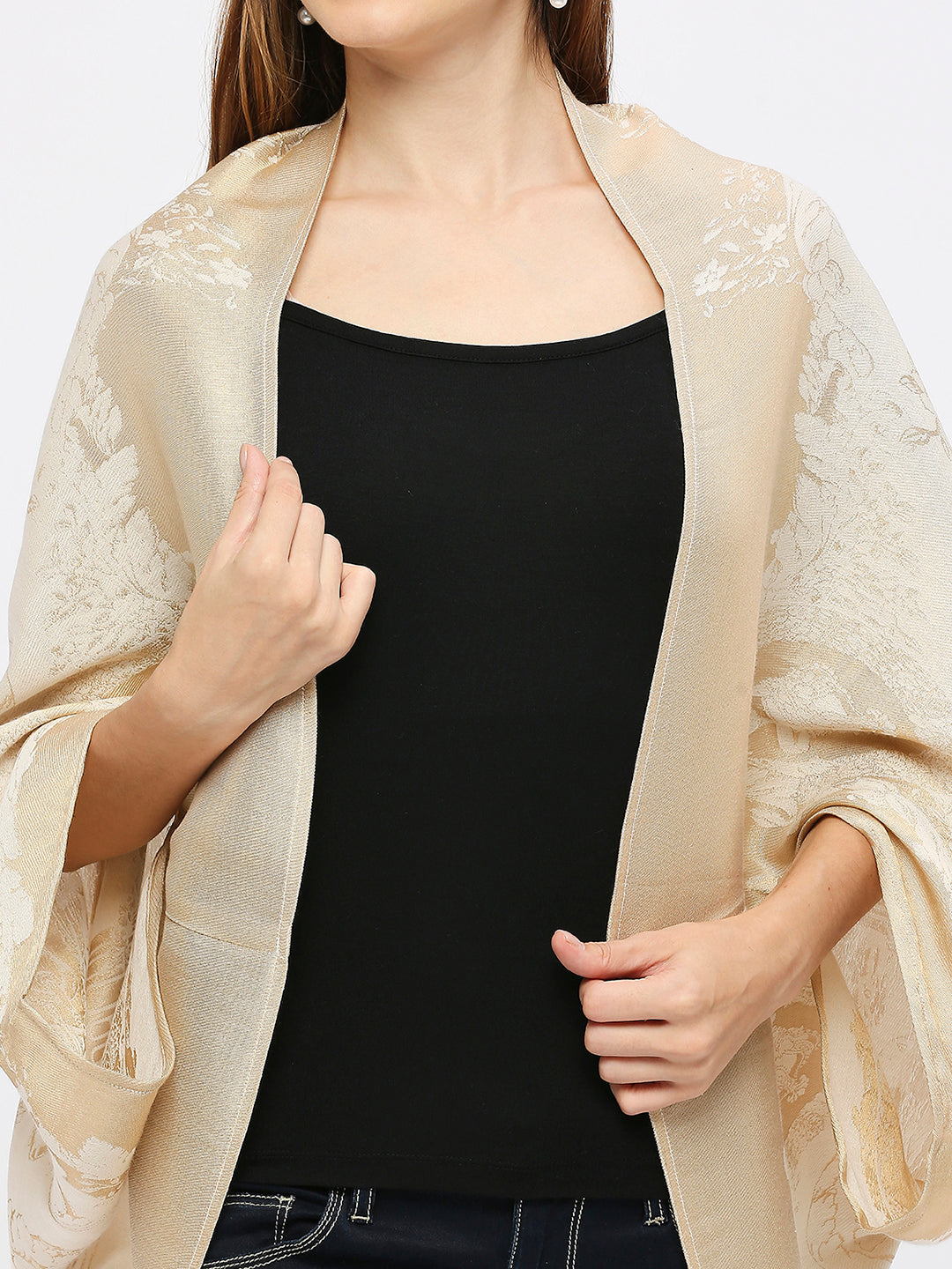 Brocade French Patterned Off-White Cape