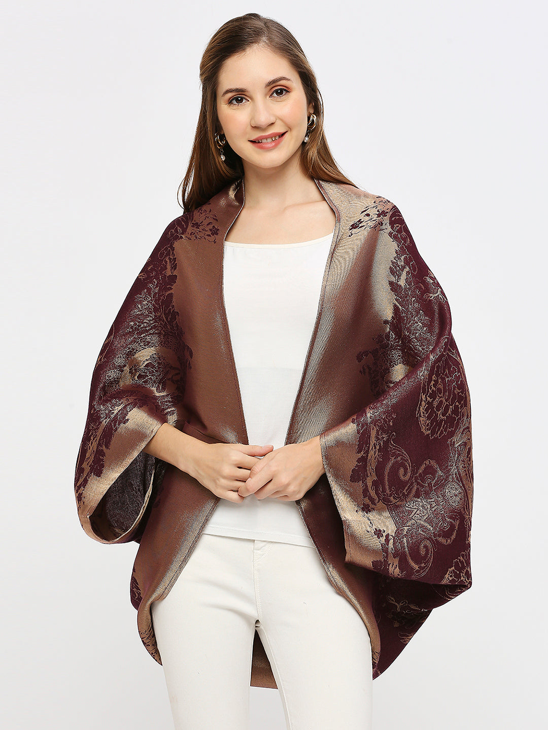 Brocade French Pattern Wine Shrug