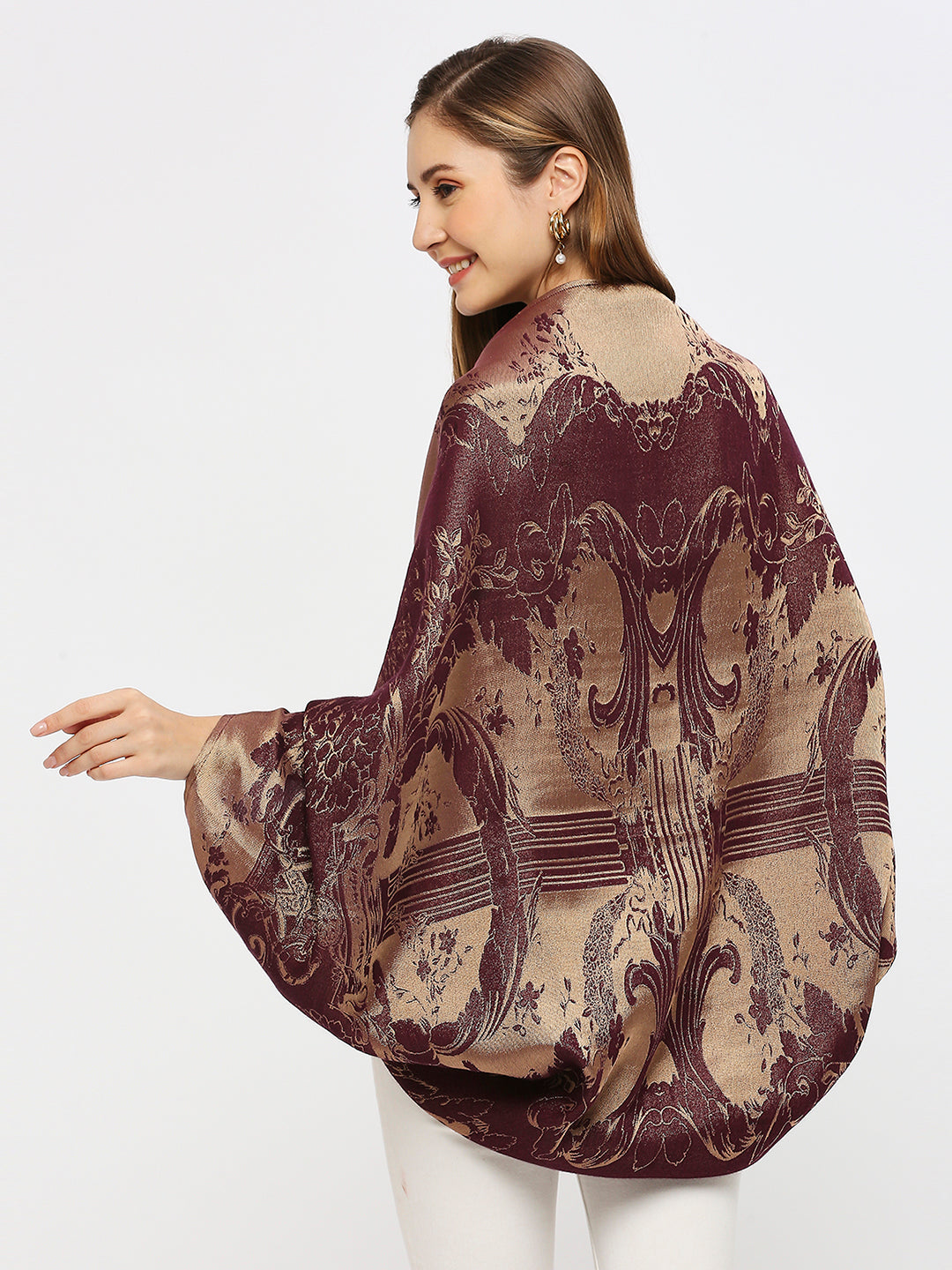 Brocade French Pattern Wine Shrug