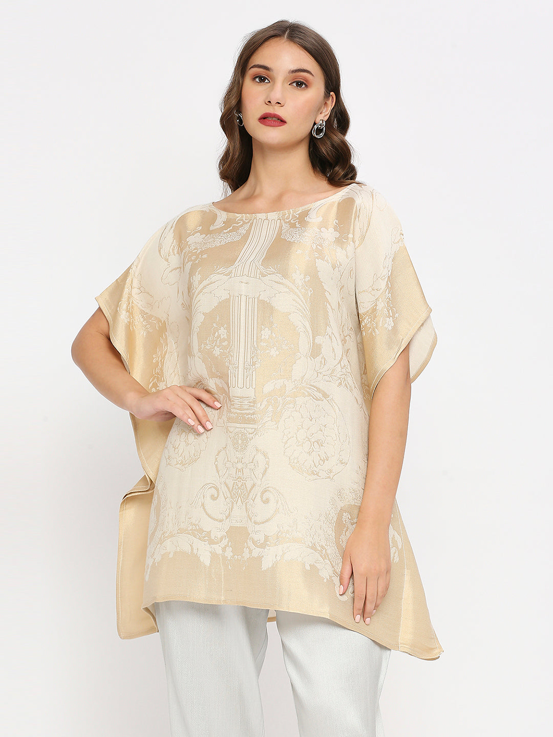 Brocade French Design Off-White Poncho