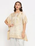 Brocade French Patterned Design Off-White Poncho