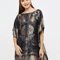 Navy French Design Brocade Poncho