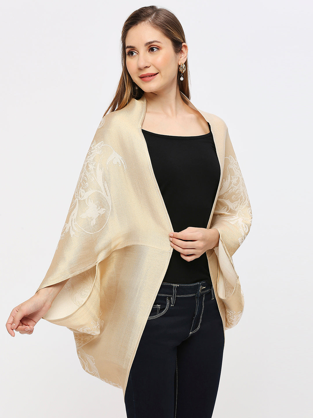 Brocade Italian King Patterned Off-White Cape