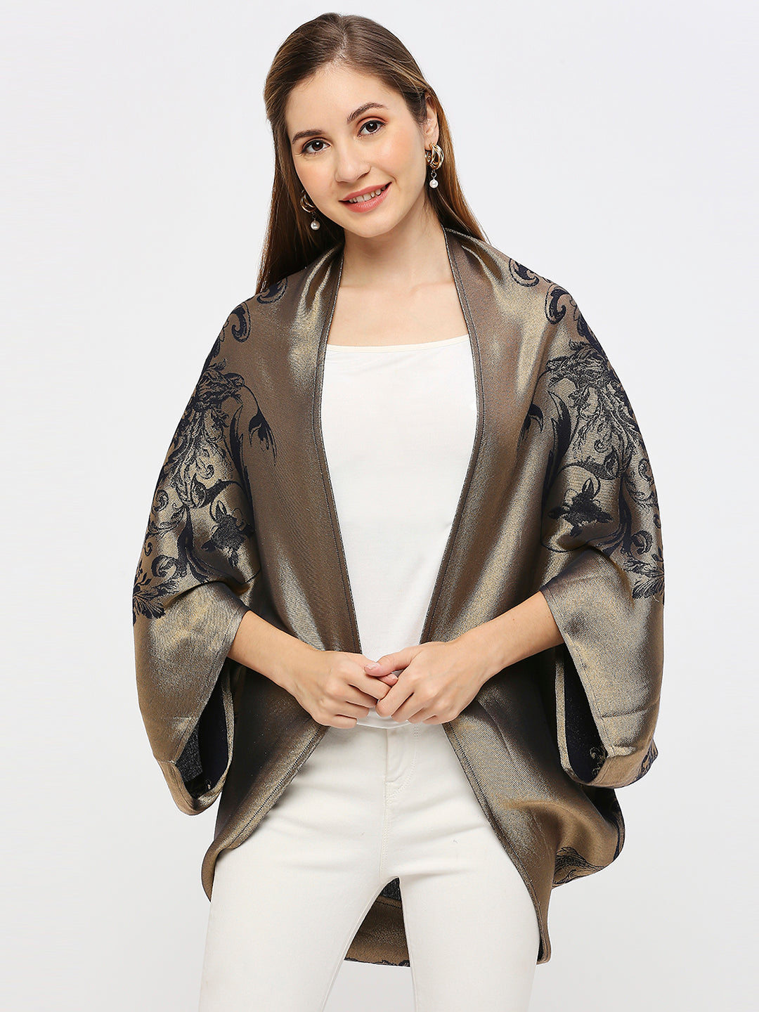Royalty Pattern Navy Brocade Shrug