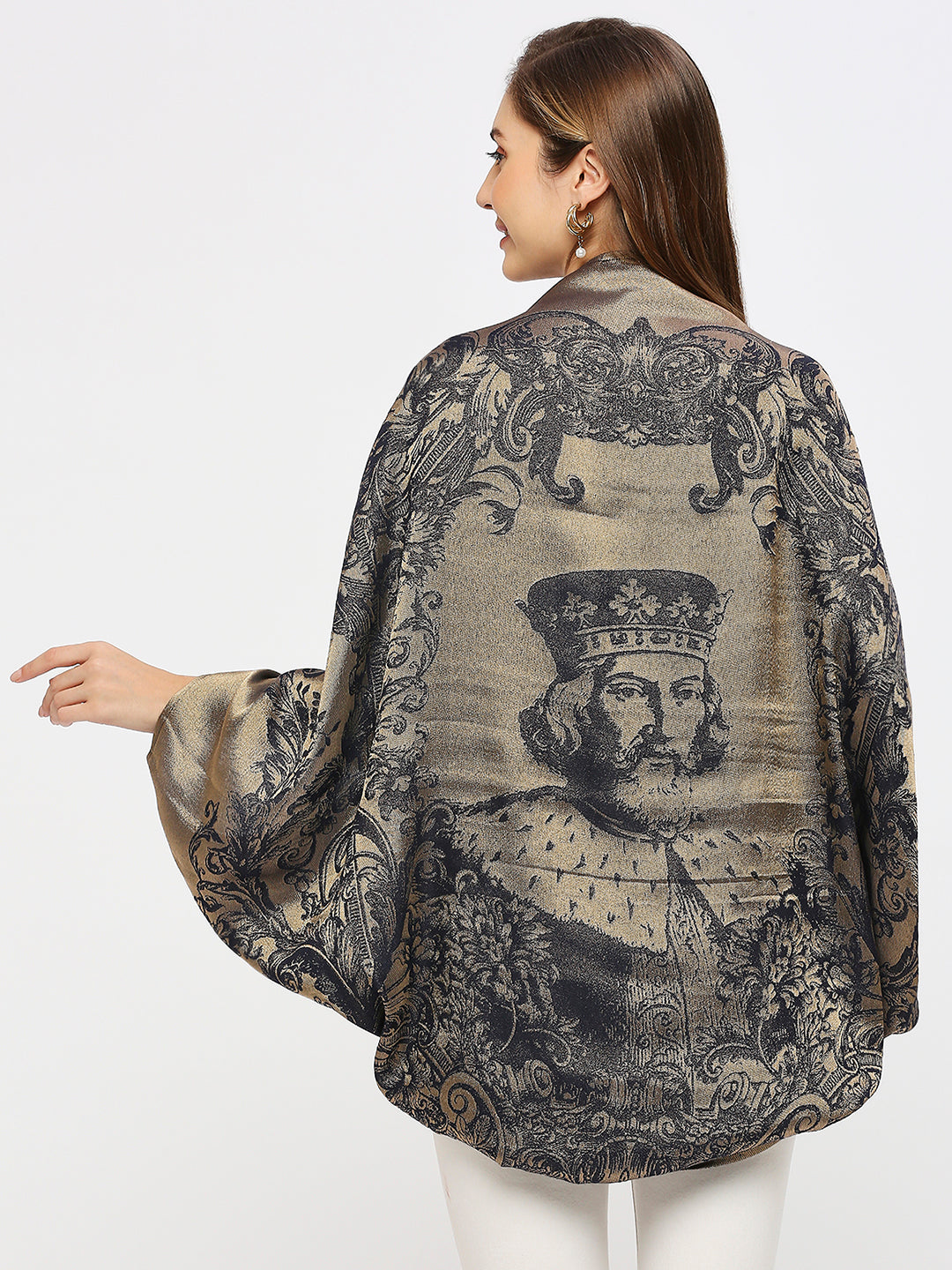 Royalty Pattern Navy Brocade Shrug