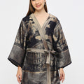 Navy City Car Design Brocade Kimono