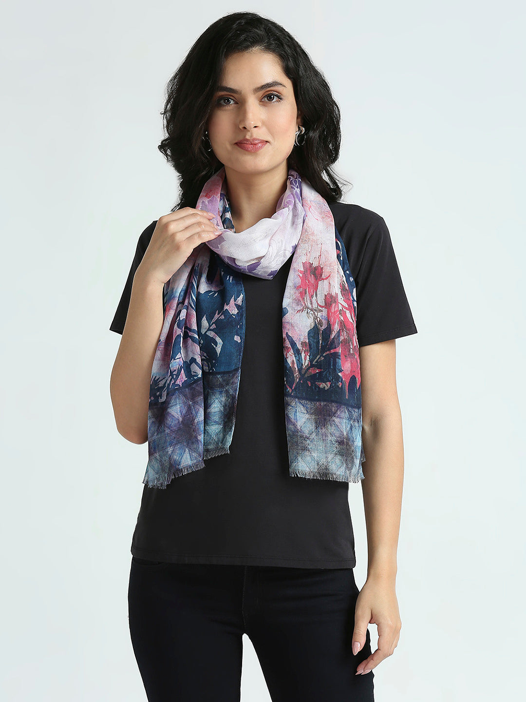 Multicolor Floral Printed Polyester Scarf