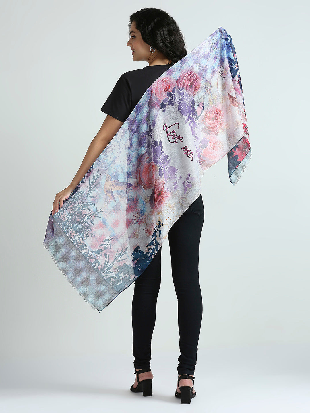 Multicolor Floral Printed Polyester Scarf