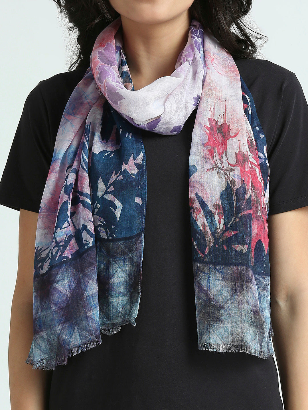 Multicolor Floral Printed Polyester Scarf