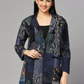 Velvet Real Patchwork Navy Short Blazer